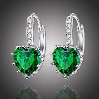 Sisi Jewelry Náušnice Swarovski Elements Elizabeth Smaragd - srdíčko - Zelená E1141