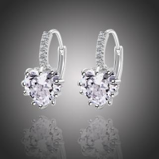 Sisi Jewelry Náušnice Swarovski Elements Elizabeth - srdíčko - Bílá/čirá E1106
