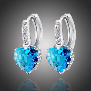 Sisi Jewelry Náušnice Swarovski Elements Elizabeth Topaz - srdíčko - Světle modrá E1139