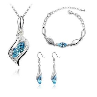 Sisi Jewelry Souprava náhrdelníku, náušnic a náramku Andělské slzy Seablue - Světle modrá / 40 cm + 5 cm (prodloužení) SET2003