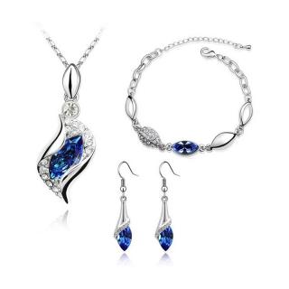 Sisi Jewelry Souprava náhrdelníku, náušnic a náramku Andělské slzy - tmavě modrá - Tmavě modrá / 40 cm + 5 cm (prodloužení) SET1129