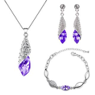 Sisi Jewelry Souprava náhrdelníku, náušnic a náramku Elegance Ametyst - 40 cm + 5 cm (prodloužení) / Fialová SET2026