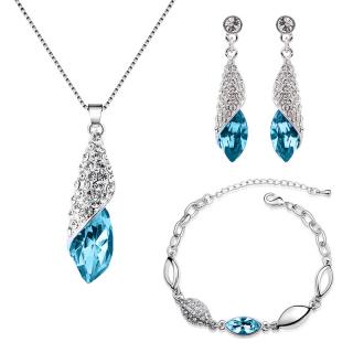 Sisi Jewelry Souprava náhrdelníku, náušnic a náramku Elegance Seablue - Světle modrá / 40 cm + 5 cm (prodloužení) SET2025