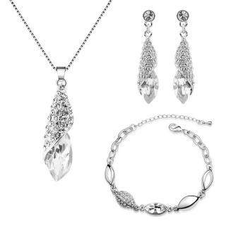 Sisi Jewelry Souprava náhrdelníku, náušnic a náramku Swarovski Elements Elegance - 40 cm + 5 cm (prodloužení) / Bílá/čirá SET2030