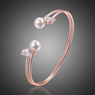 Victoria Filippi Bangles náramek s perlou a Swarovski krystaly Christiane - Bílá/čirá BN0106