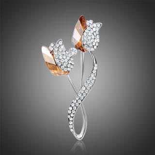 Victoria Filippi Brož Swarovski Elements Aggia - květina - Champagne B0094