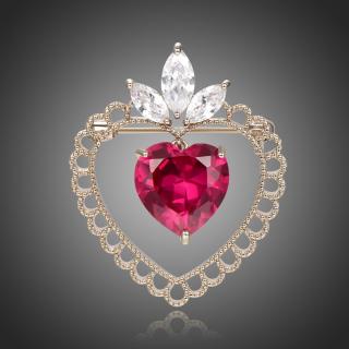 Victoria Filippi Brož Swarovski Elements Angela - srdíčko - Červená B0110