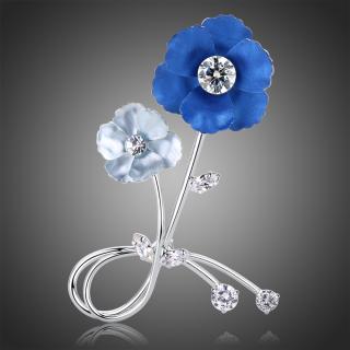 Victoria Filippi Brož Swarovski Elements Falca - květina - Modrá B0092