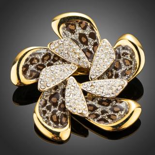 Victoria Filippi Brož Swarovski Elements Regina - leopardí vzor - Hnědá B0066