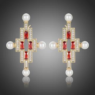 Victoria Filippi Exkluzivní bohatě zdobené náušnice Swarovski Elements Constantin - Červená E0387
