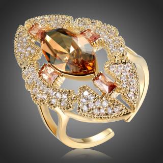 Victoria Filippi Exkluzivní prsten Swarovski Elements Aristocrato - Champagne / nastavitelná P0238