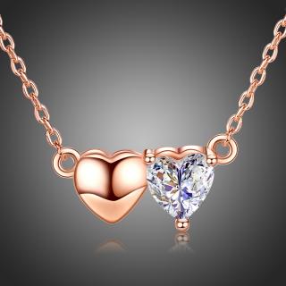 Victoria Filippi Náhrdelník Swarovski Elements Dvojité srdce - Bílá/čirá / 40 cm + 5 cm (prodloužení) NH0247