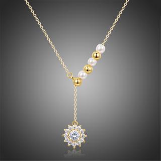 Victoria Filippi Náhrdelník Swarovski Elements s perlou Violtorini - 40 cm + 3 cm (prodloužení) / Bílá/čirá NH0255