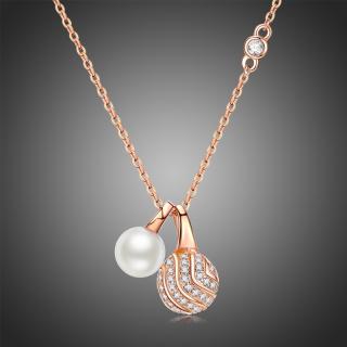 Victoria Filippi Náhrdelník Swarovski Elements s perlou Viteri - 39 cm + 5 cm (prodloužení) / Bílá/čirá NH0245