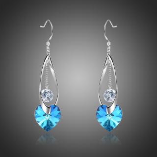 Victoria Filippi Náušnice Swarovski Elements Venus - srdíčka - Tmavě modrá E0375
