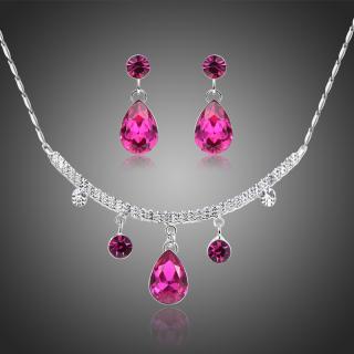 Victoria Filippi Souprava náhrdelníku a náušnic Swarovski Elements Agostina - Růžová / 40 cm + 5 cm (prodloužení) SET0266