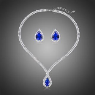 Victoria Filippi Souprava náhrdelníku a náušnic Swarovski Elements Desireé - 40 cm + 5 cm (prodloužení) / Tmavě modrá SET0272