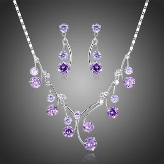 Victoria Filippi Souprava náhrdelníku a náušnic Swarovski Elements Fabiana - 43 cm + 5 cm (prodloužení) / Fialová SET0265