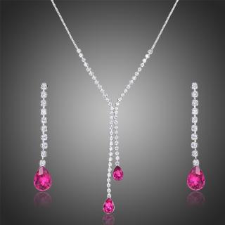 Victoria Filippi Souprava náhrdelníku a náušnic Swarovski Elements Laetitia - Fialová / 40 cm + 5 cm (prodloužení) SET0268
