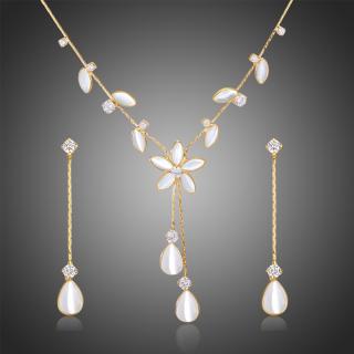 Victoria Filippi Souprava náhrdelníku a náušnic Swarovski Elements s opály Beluccia - 40 cm + 5 cm (prodloužení) / Bílá/čirá SET0256