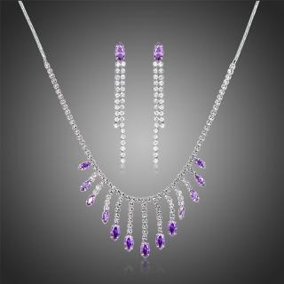 Victoria Filippi Souprava náhrdelníku a náušnic Swarovski Elements Serena - Fialová / 42 cm + 5 cm (prodloužení) SET0270