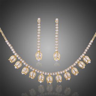 Victoria Filippi Souprava náhrdelníku a náušnic Swarovski Elements Tulipe - tulipán - 40 cm + 5 cm (prodloužení) / Bílá/čirá SET0259