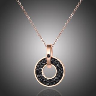 Victoria Filippi Stainless Steel Náhrdelník Monica Black - chirurgická ocel, krystaly Swarovski - 40 cm + 5 cm (prodloužení) / Zlatá NHN18072-1
