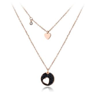 Victoria Filippi Stainless Steel Náhrdelník Petra Gold Black - chirurgická ocel, srdíčko - Zlatá / 40 cm + 5 cm (prodloužení) NHN18034-3