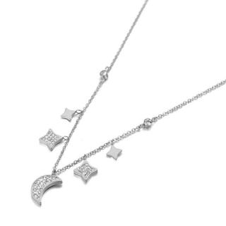 Victoria Filippi Stainless Steel Náhrdelník Swarovski Elements MoonStar - chirurgická ocel - 40 cm + 5 cm (prodloužení) / Stříbrná NHN19116-1