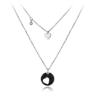 Victoria Filippi Stainless Steel Náhrdelník Swarovski Elements Petra - chirurgická ocel, srdíčko - 40 cm + 5 cm (prodloužení) / Stříbrná NHN18034-1