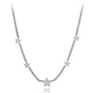 Victoria Filippi Stainless Steel Ocelový choker náhrdelník Patricia - chirurgická ocel, hvězdy - 38 cm + 5 cm (prodloužení) / Stříbrná NHN19191-1