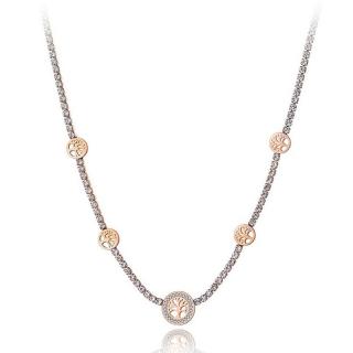 Victoria Filippi Stainless Steel Ocelový choker náhrdelník se zirkony Amanda Gold - strom života - Zlatá / 38 cm + 5 cm (prodloužení) NHN19188-2