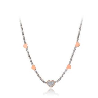 Victoria Filippi Stainless Steel Ocelový choker náhrdelník se zirkony Stephanie Gold - srdíčko - 38 cm + 5 cm (prodloužení) / Zlatá NHN19190-2