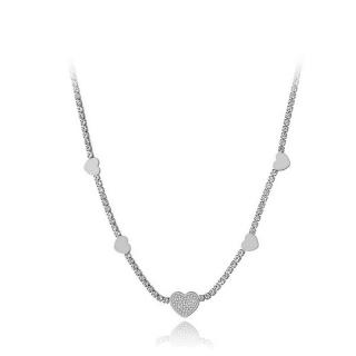 Victoria Filippi Stainless Steel Ocelový choker náhrdelník se zirkony Stephanie - srdíčko - Stříbrná / 38 cm + 5 cm (prodloužení) NHN19190-1