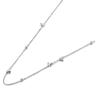 Victoria Filippi Stainless Steel Ocelový náhrdelník Edmondo - chirurgická ocel, motýl - 42 cm + 5 cm (prodloužení) / Stříbrná NHN19119-1