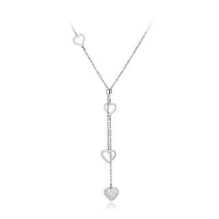 Victoria Filippi Stainless Steel Ocelový náhrdelník se zirkony Elgio - chirurgická ocel, srdíčko - Stříbrná / 40 cm + 5 cm (prodloužení) NHN19075-1