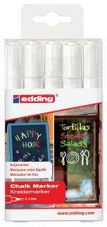 Edding 4095 křídový popisovač sada 5 x Bílá