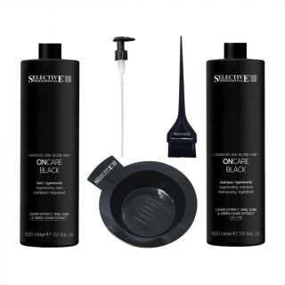 AKCE MĚSÍCE ONCARE BLACK - ŠAMPON 1000 ml a BALZÁM 1000 ml + MISKA, ŠTĚTEC a 2x PUMPIČKA ZDARMA