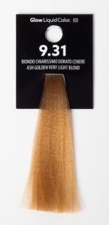 Demi permanentní barvení - GLOW LIQUID COLOR 60 ml Přelivy: 9.31 ASH GOLDEN VERY LIGHT BLOND