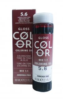 GLOSS COLOR Demi-permanentní barva na vlasy tón v tónu na bázi oleje s kyselým pH bez amoniaku - 60 ml Odstíny GLOSS COLOR: GLOSS COLOR 5.6 60ml