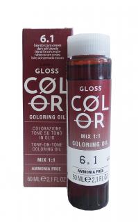 GLOSS COLOR Demi-permanentní barva na vlasy tón v tónu na bázi oleje s kyselým pH bez amoniaku - 60 ml Odstíny GLOSS COLOR: GLOSS COLOR 6.1 60ml