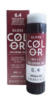 GLOSS COLOR Demi-permanentní barva na vlasy tón v tónu na bázi oleje s kyselým pH bez amoniaku - 60 ml Odstíny GLOSS COLOR: GLOSS COLOR 6.4 60ml