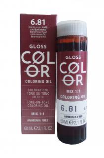GLOSS COLOR Demi-permanentní barva na vlasy tón v tónu na bázi oleje s kyselým pH bez amoniaku - 60 ml Odstíny GLOSS COLOR: GLOSS COLOR 6.81 60ml