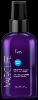 Sprej proti žlutým tónům bez oplachování pro melírované a blond vlasy - KEZY - ANTI YELLOW SPRAY 150 ml