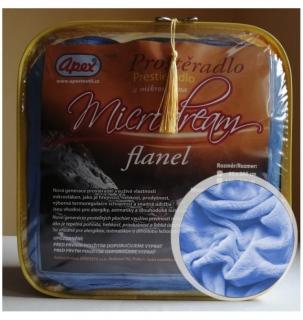 1L - Mikroplyšové prostěradlo APEX Microdream Flanel - 90/200 - Středně modrá