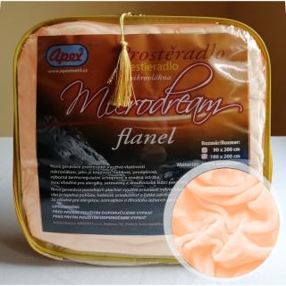 1L - Mikroplyšové prostěradlo APEX Microdream Flanel - 90/200 - Světle oranžová
