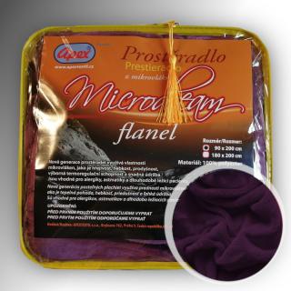 1L - Mikroplyšové prostěradlo APEX Microdream Flanel - 90/200 - Tmavě fialová