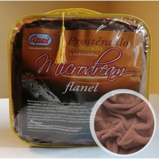 2L - Mikroplyšové prostěradlo APEX Microdream Flanel - 180/200 - Hnědá