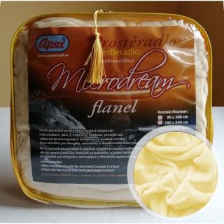 2L - Mikroplyšové prostěradlo APEX Microdream Flanel - 180/200 - Smetanová