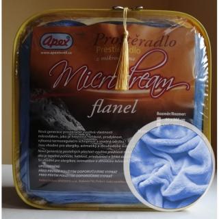 2L - Mikroplyšové prostěradlo APEX Microdream Flanel - 180/200 - Středně modrá